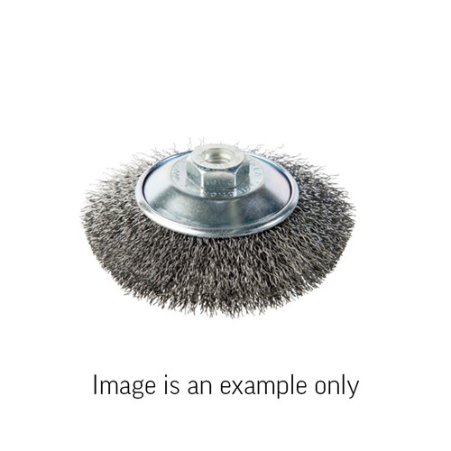 Bevel Brush Crimped Stainless Steel 0.5mm Wire  x 125mm Dia M14 Carded         